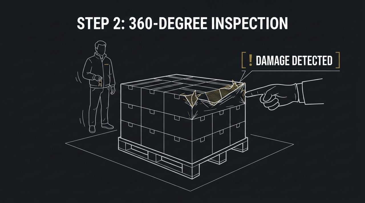 Scene 3: Step 2, 360-degree inspection